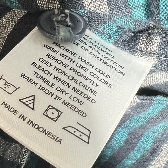 Levi's Button Up Shirt Linen Blend Striped Men's Size XL Green/Blue/Black - Picture 9 of 10